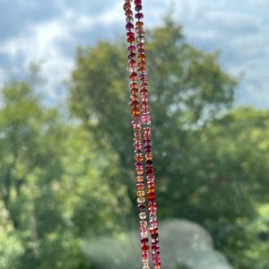 Tundra sapphire gemstone 3 mm beaded necklace